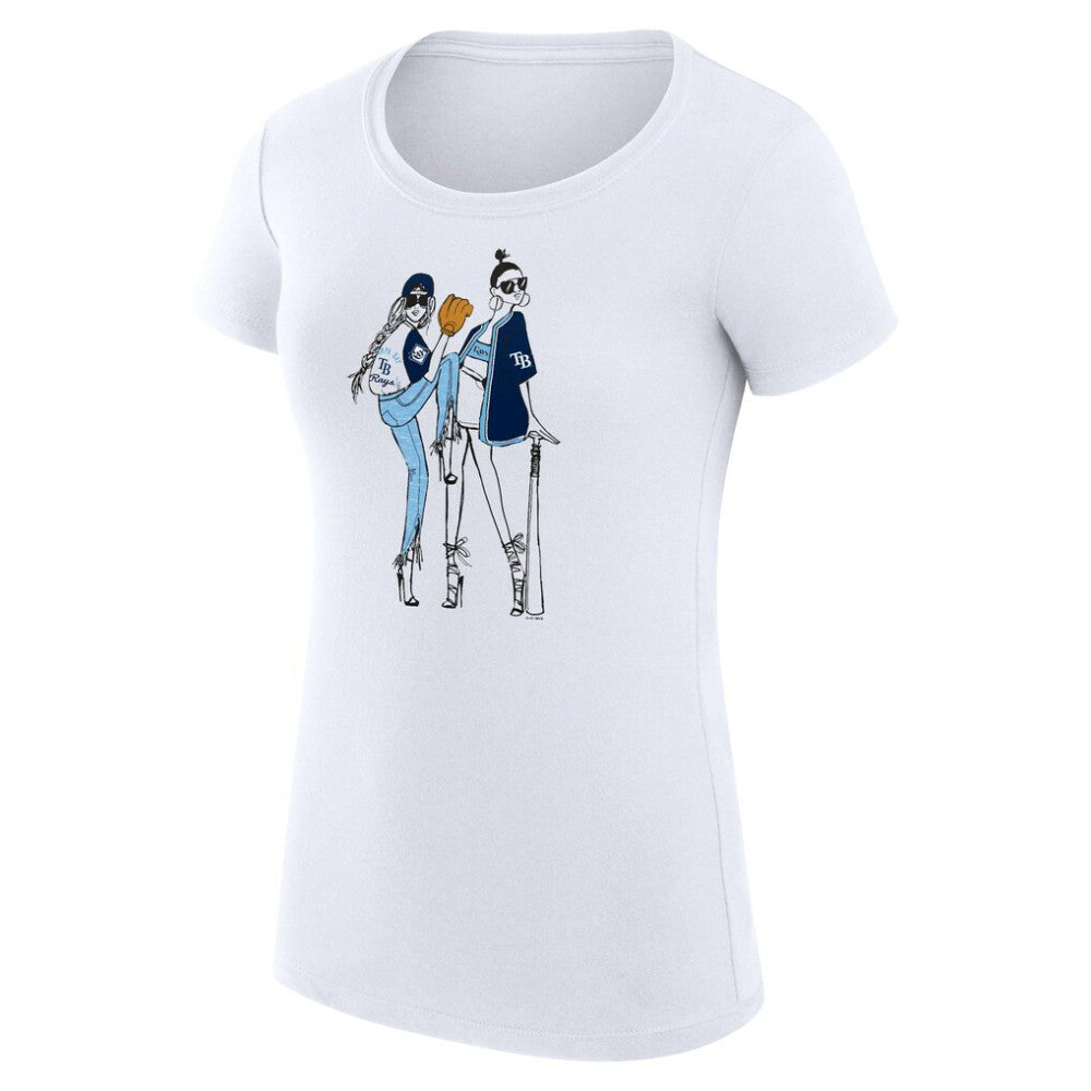 White Tampa Bay Rays G-III 4Her by Carl Banks Women's Super-Slim Fit Lightweight Baseball Girls T-Shirt