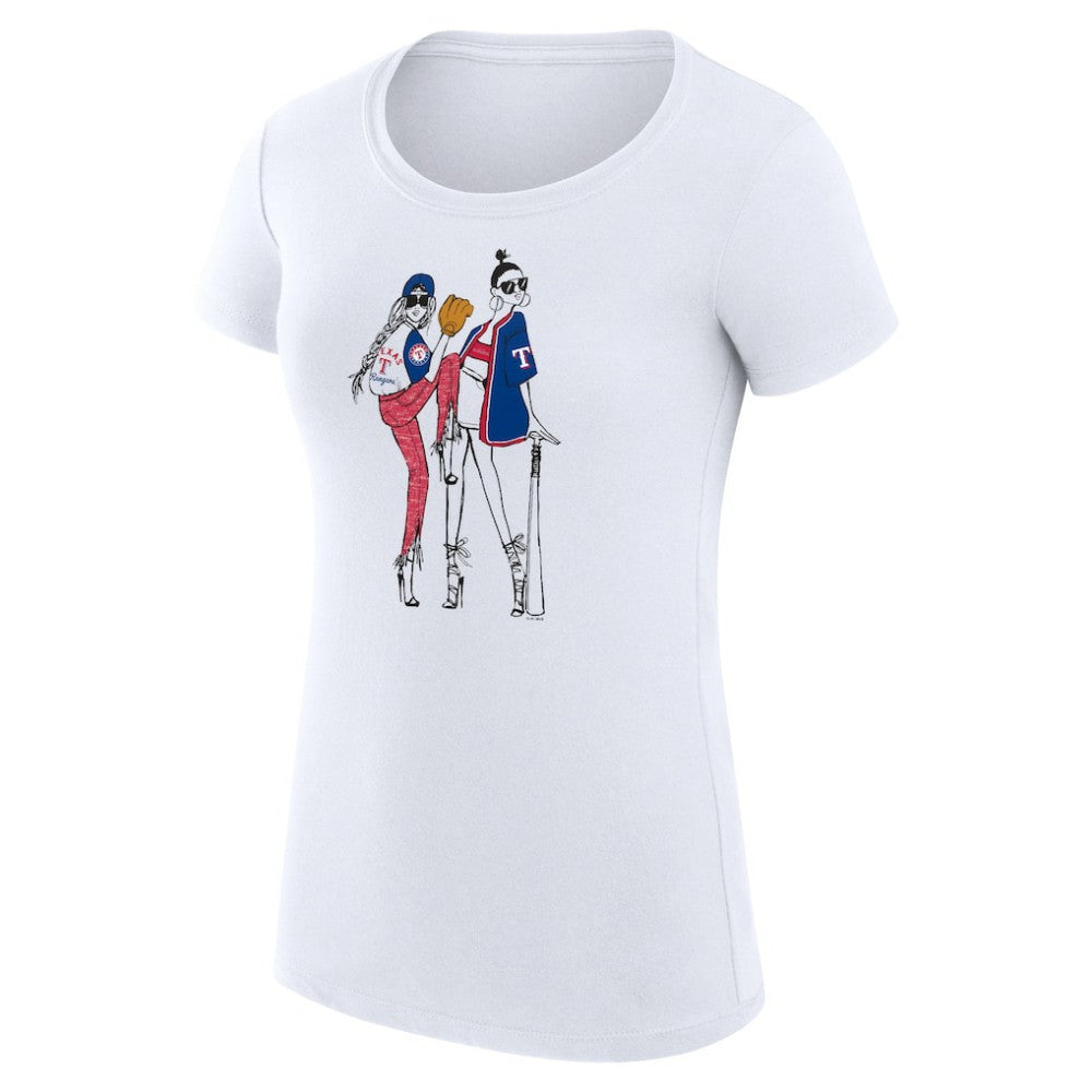 White Texas Rangers G-III 4Her by Carl Banks Women's Super-Slim Fit Lightweight Baseball Girls T-Shirt