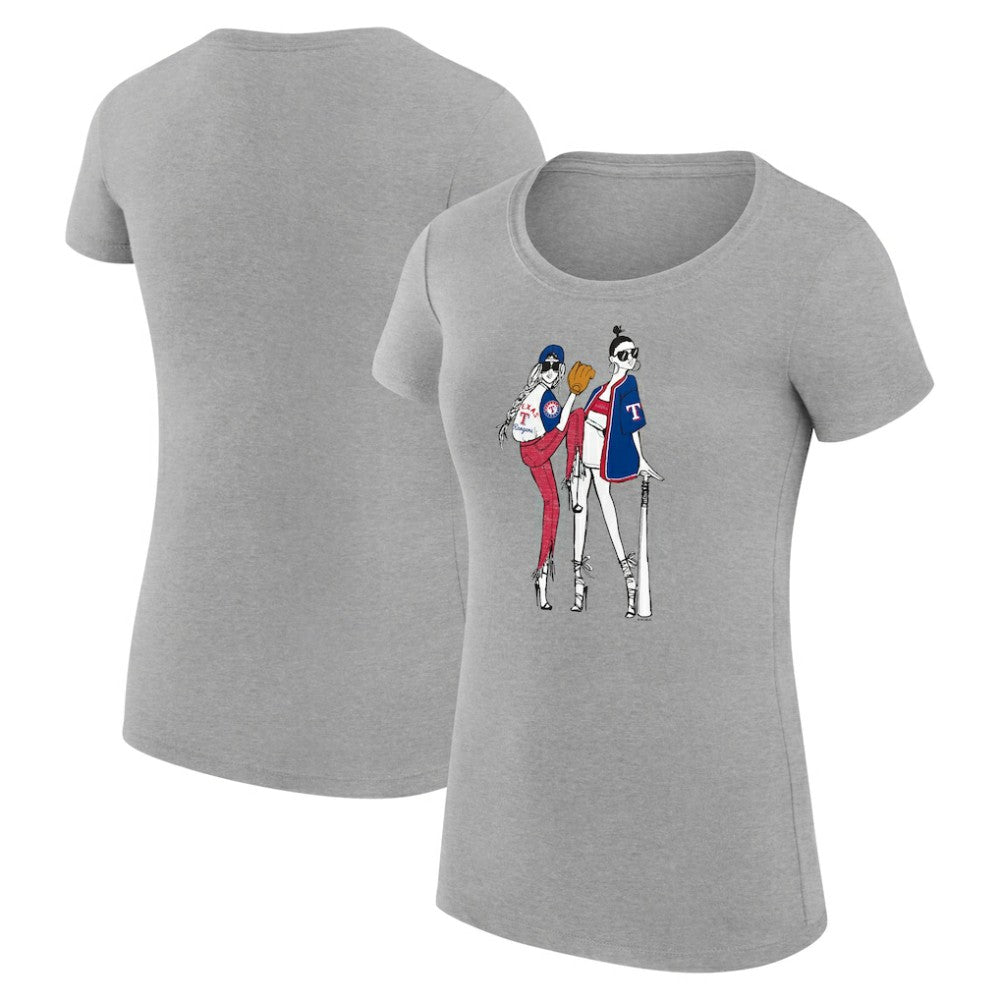 Heather Gray Texas Rangers G-III 4Her by Carl Banks Women's Super-Slim Fit Lightweight Baseball Girls T-Shirt