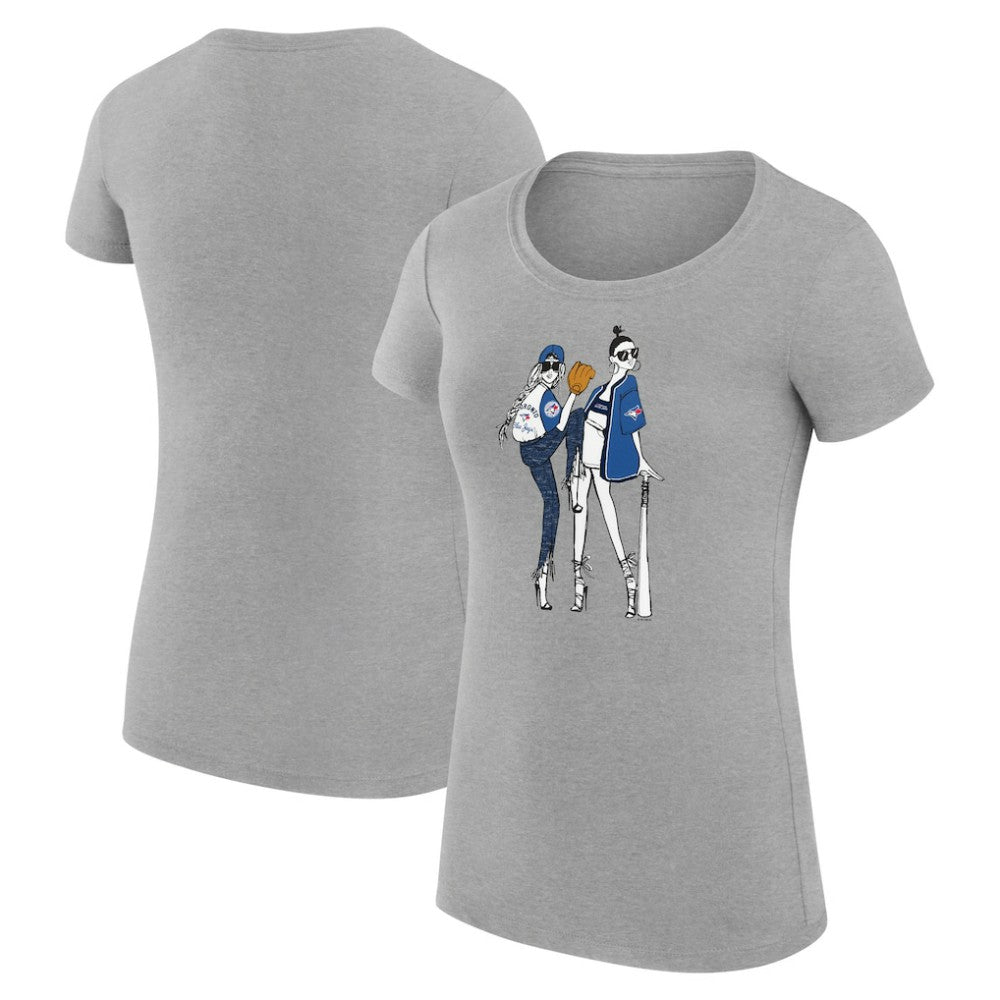 Heather Gray Toronto Blue Jays G-III 4Her by Carl Banks Women's Super-Slim Fit Lightweight Baseball Girls T-Shirt