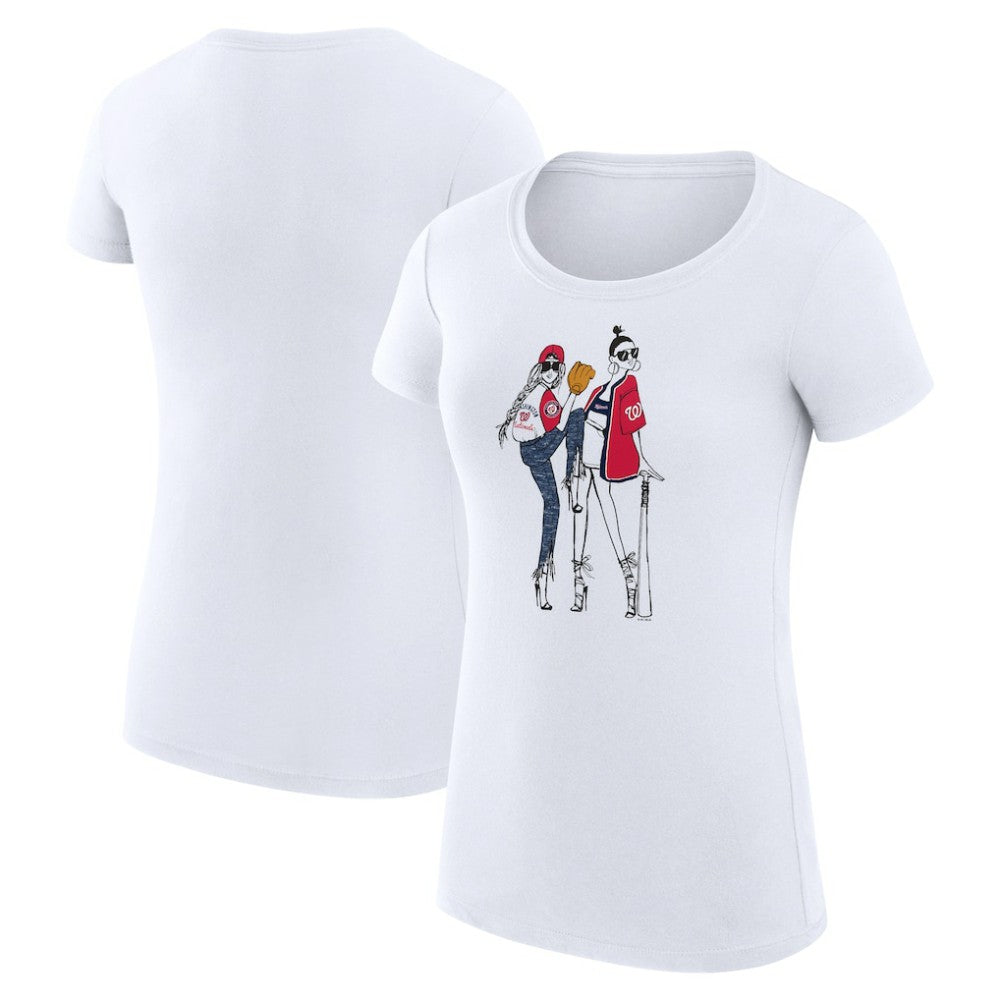 White Washington Nationals G-III 4Her by Carl Banks Women's Super-Slim Fit Lightweight Baseball Girls T-Shirt