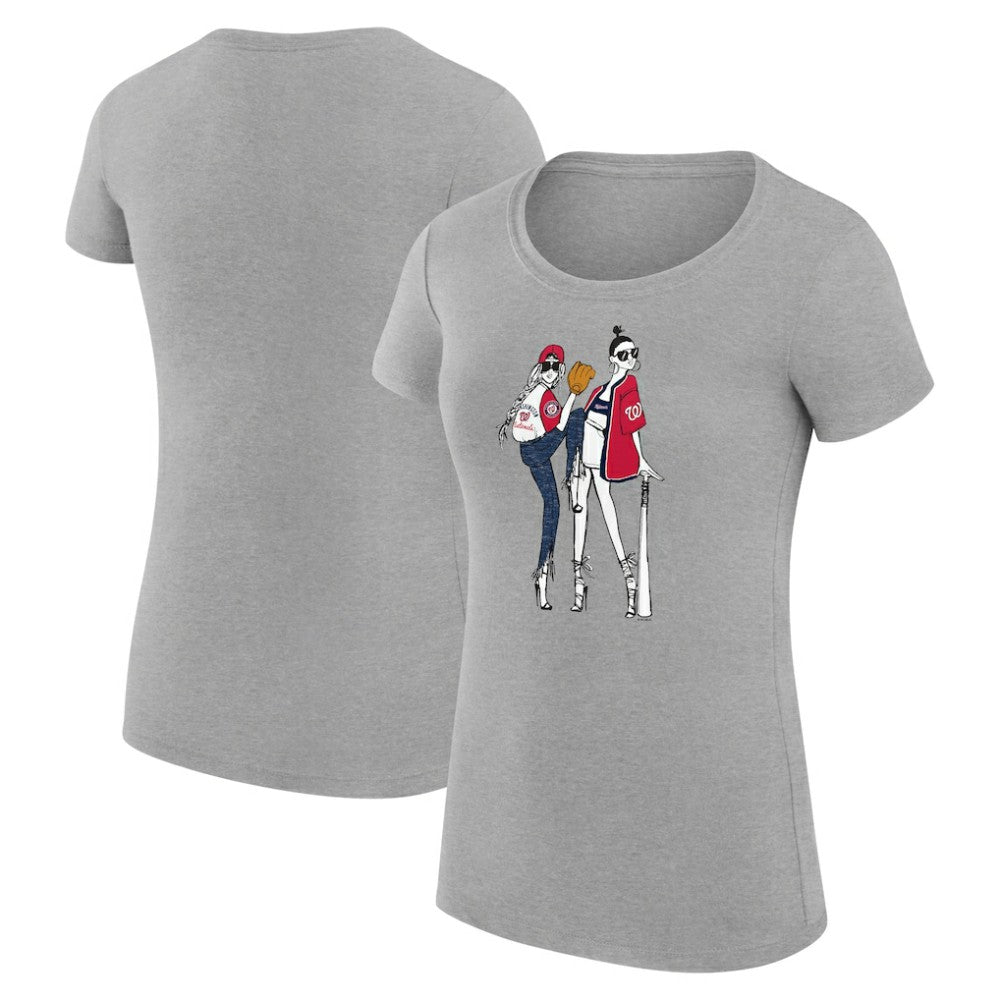 Heather Gray Washington Nationals G-III 4Her by Carl Banks Women's Super-Slim Fit Lightweight Baseball Girls T-Shirt