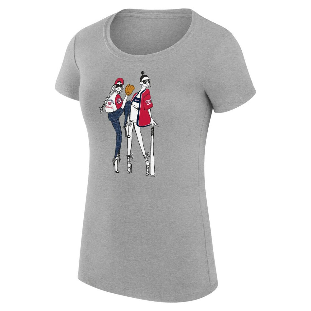 Heather Gray Washington Nationals G-III 4Her by Carl Banks Women's Super-Slim Fit Lightweight Baseball Girls T-Shirt