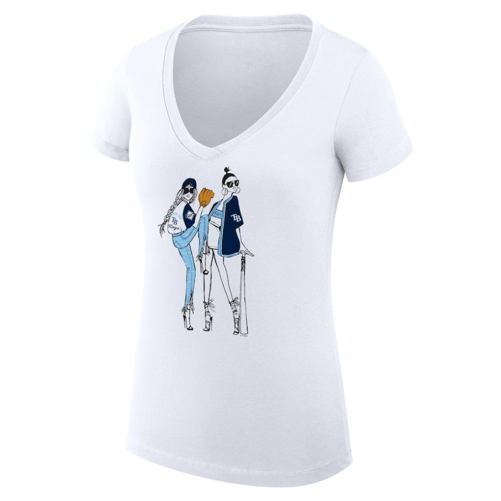 White Tampa Bay Rays G-III 4Her by Carl Banks Women's Super-Slim Fit Lightweight Baseball V-Neck T-Shirt