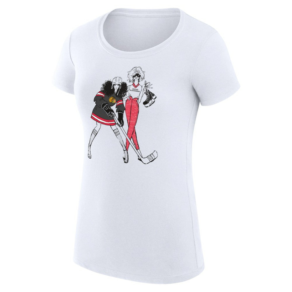 NHL Chicago Blackhawks G-III 4Her by Carl Banks Women's Super-Slim Fit Lightweight Hockey Girls T-Shirt