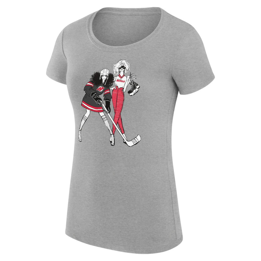 NHL New Jersey Devils G-III 4Her by Carl Banks Women's Super-Slim Fit Lightweight Hockey Girls T-Shirt