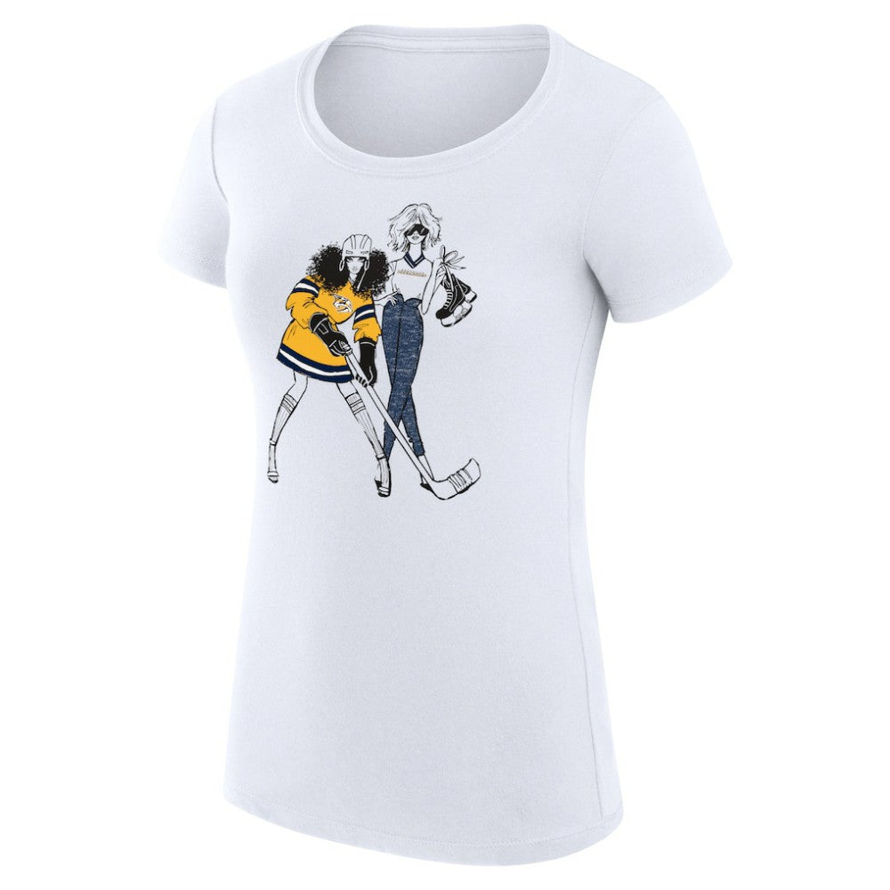 NHL Nashville Predators G-III 4Her by Carl Banks Women's Super-Slim Fit Lightweight Hockey Girls T-Shirt