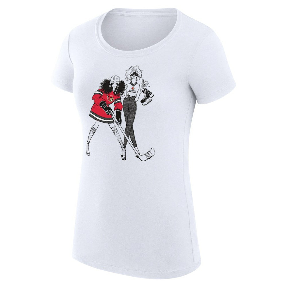 NHL Ottawa Senators G-III 4Her by Carl Banks Women's Super-Slim Fit Lightweight Hockey Girls T-Shirt