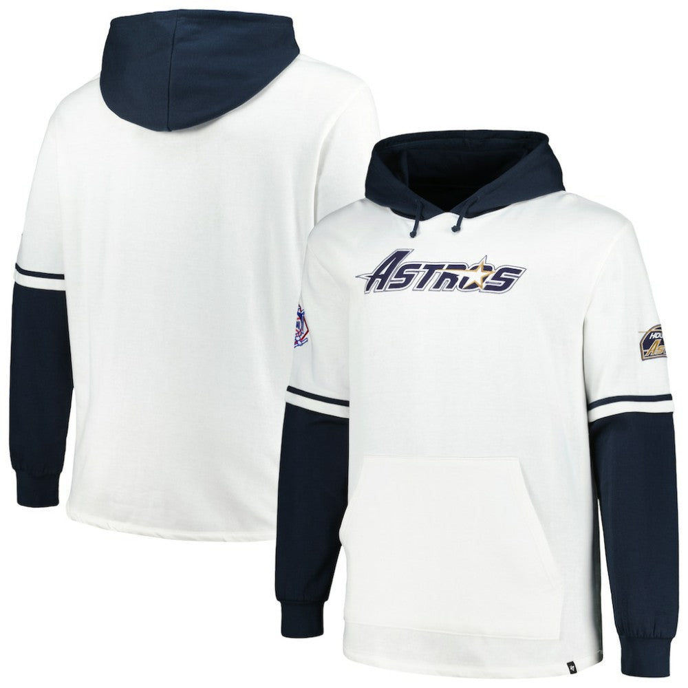 White/Navy Houston Astros '47 Big & Tall Trifecta Shortstop Pullover Hoodie