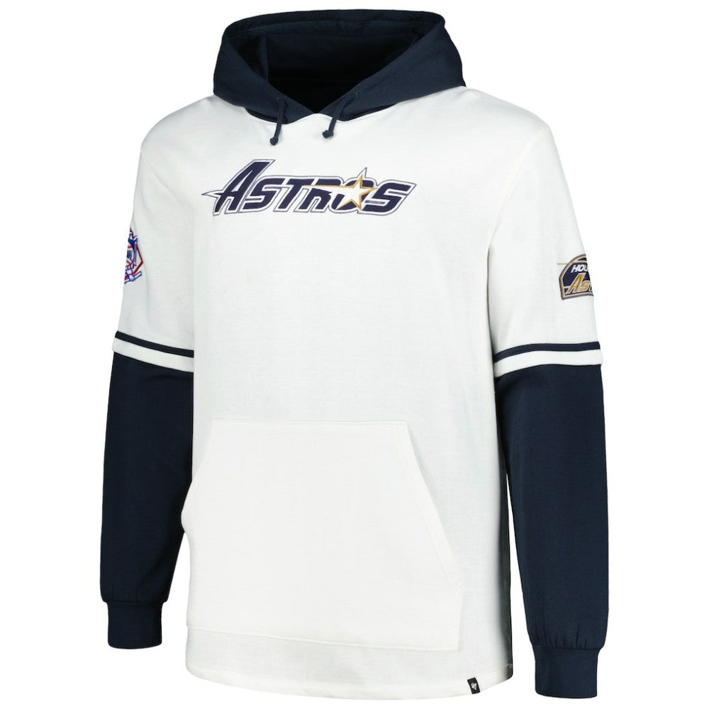 White/Navy Houston Astros '47 Big & Tall Trifecta Shortstop Pullover Hoodie