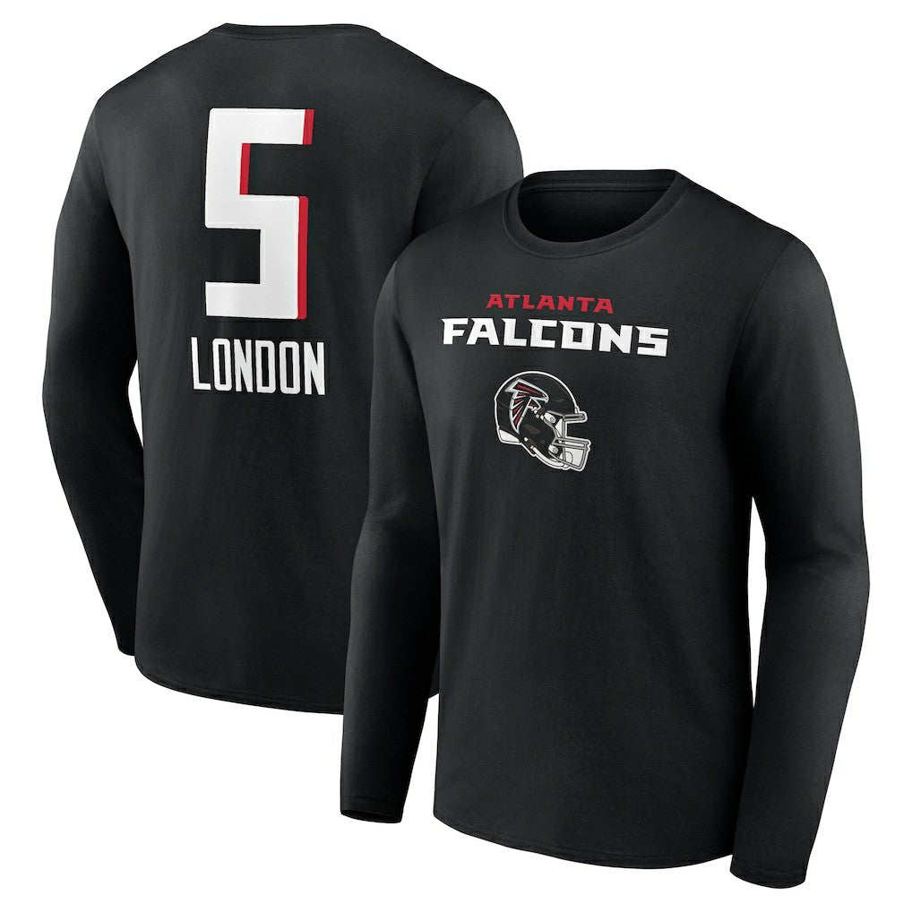 Drake London  Team Wordmark Player Name & Number Long Sleeve T-Shirt - Atlanta Falcons T-shirts