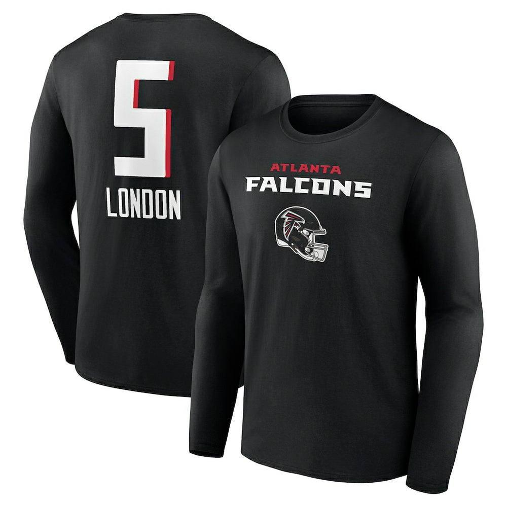 Drake London  Team Wordmark Player Name & Number Long Sleeve T-Shirt - Atlanta Falcons T-shirts