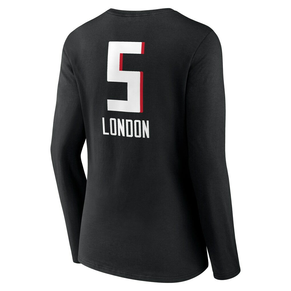 Drake London  Women's Team Wordmark Player Name & Number Long Sleeve V-Neck T-Shirt - Atlanta Falcons T-shirts