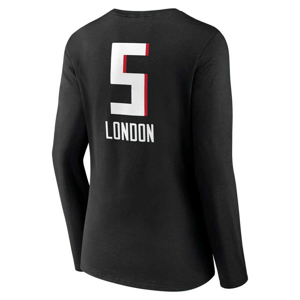 Drake London  Women's Team Wordmark Player Name & Number Long Sleeve V-Neck T-Shirt - Atlanta Falcons T-shirts