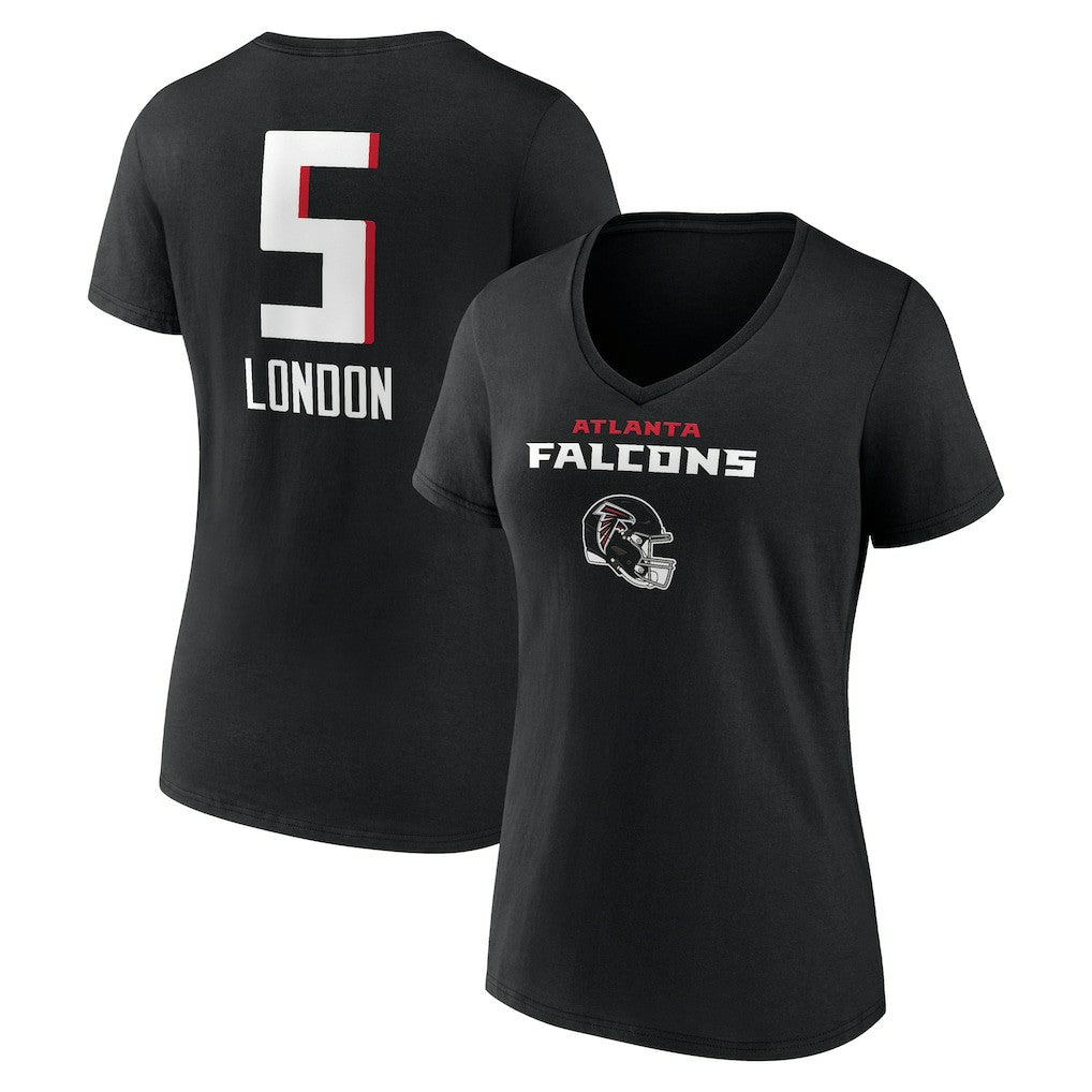 Drake London  Women's Team Wordmark Player Name & Number V-Neck T-Shirt - Atlanta Falcons T-shirts