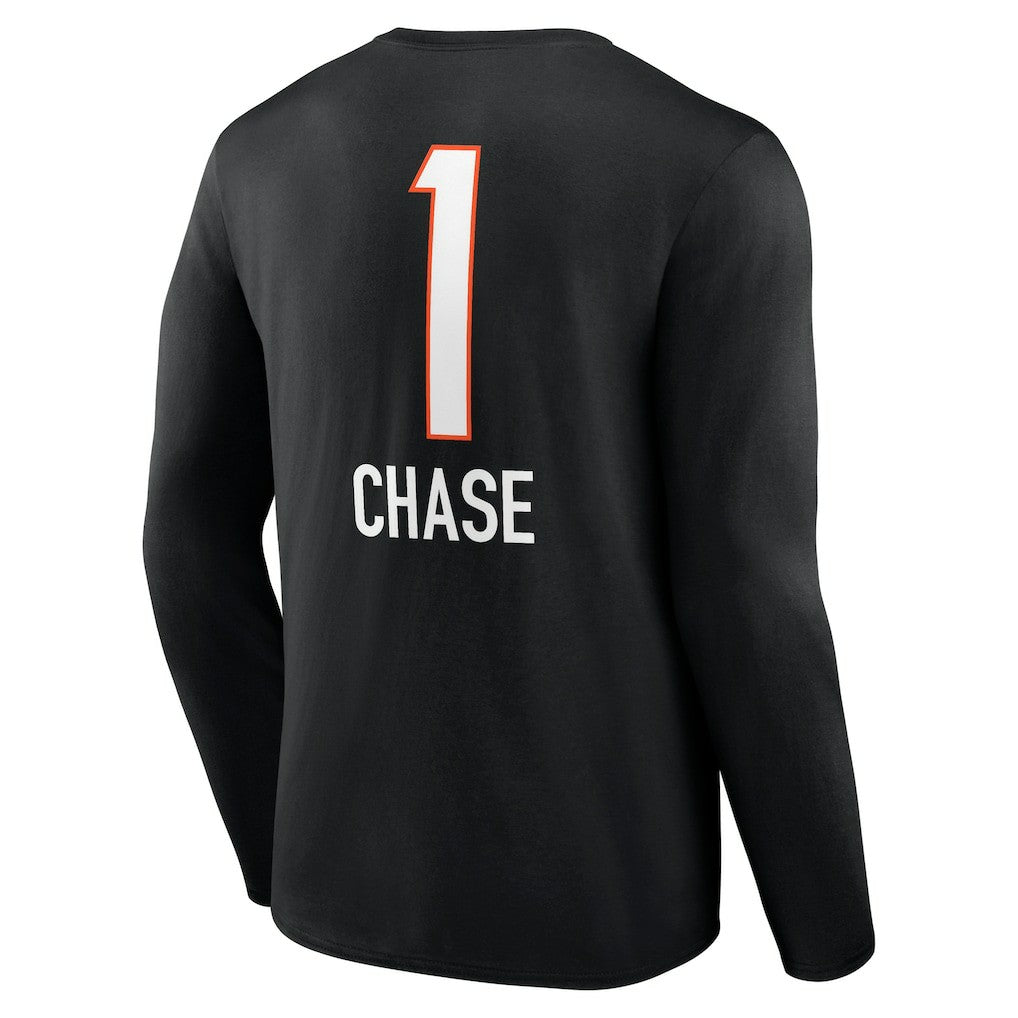 Ja'Marr Chase  Team Wordmark Player Name & Number Long Sleeve T-Shirt - Cincinnati Bengals T-shirts