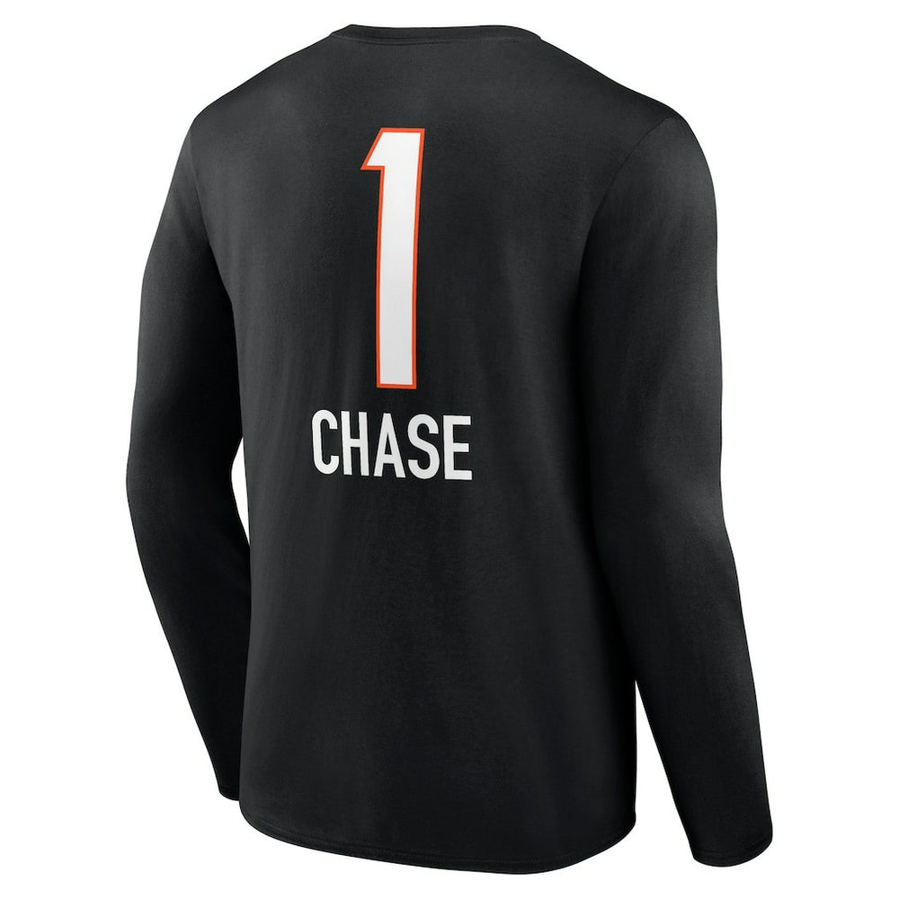 Ja'Marr Chase  Team Wordmark Player Name & Number Long Sleeve T-Shirt - Cincinnati Bengals T-shirts