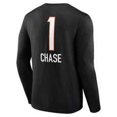 Ja'Marr Chase  Team Wordmark Player Name & Number Long Sleeve T-Shirt - Cincinnati Bengals T-shirts