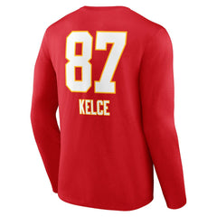 Travis Kelce  Team Wordmark Player Name & Number Long Sleeve T-Shirt - Kansas City Chiefs T-shirts