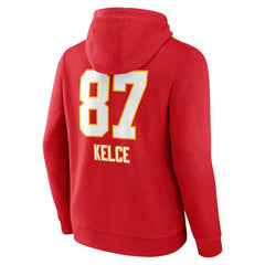 Travis Kelce  Team Wordmark Player Name & Number Pullover Hoodie - Kansas City Chiefs Hoodies