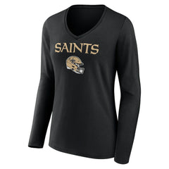 Alvin Kamara  Women's Team Wordmark Player Name & Number Long Sleeve V-Neck T-Shirt - New Orleans Saints T-shirts