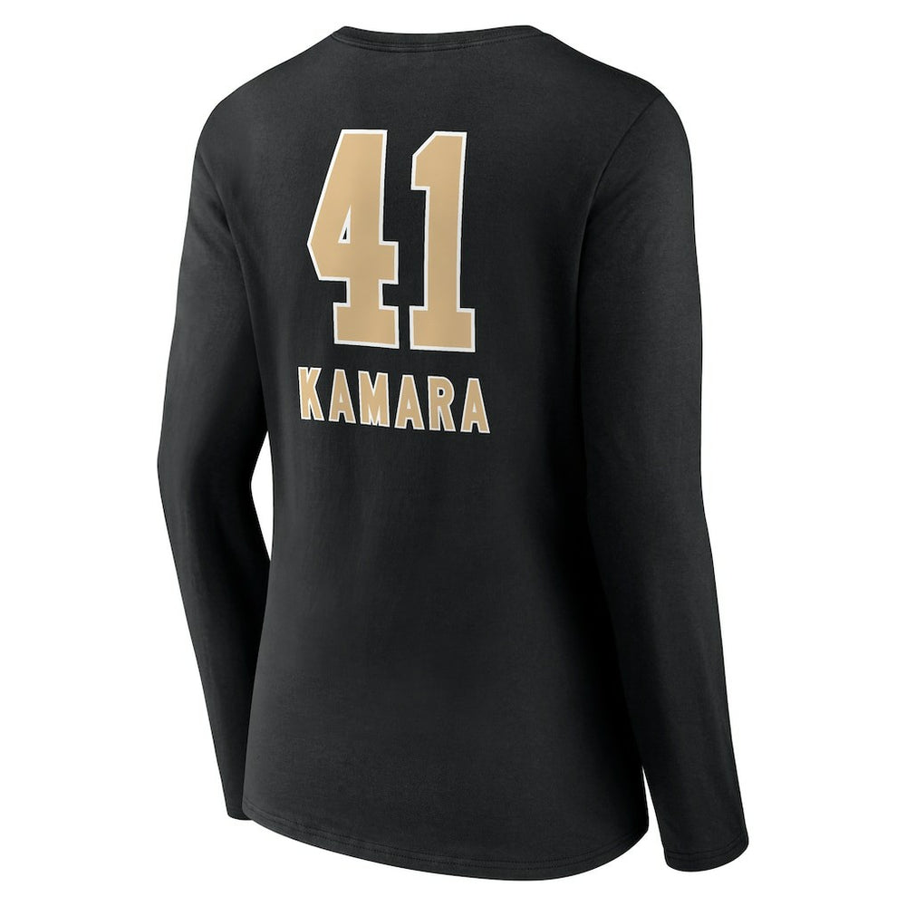 Alvin Kamara  Women's Team Wordmark Player Name & Number Long Sleeve V-Neck T-Shirt - New Orleans Saints T-shirts