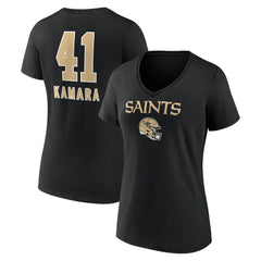 Alvin Kamara  Women's Team Wordmark Player Name & Number V-Neck T-Shirt - New Orleans Saints T-shirts