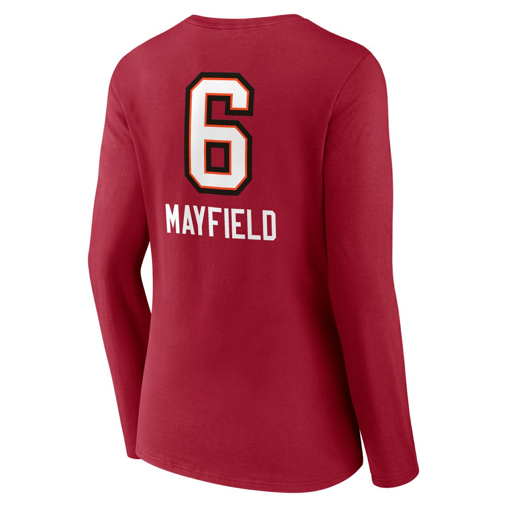 Baker Mayfield  Women's Team Wordmark Player Name & Number Long Sleeve V-Neck T-Shirt - Tampa Bay Buccaneers T-shirts