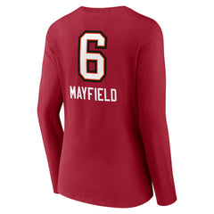 Baker Mayfield  Women's Team Wordmark Player Name & Number Long Sleeve V-Neck T-Shirt - Tampa Bay Buccaneers T-shirts