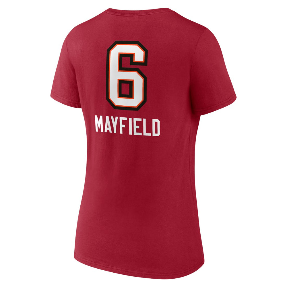 Baker Mayfield  Women's Team Wordmark Player Name & Number V-Neck T-Shirt - Tampa Bay Buccaneers T-shirts