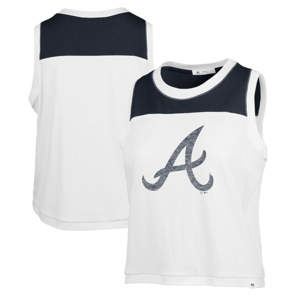 White/Navy Atlanta Braves '47 Women's Plus Size Waist Length Muscle Tank Top