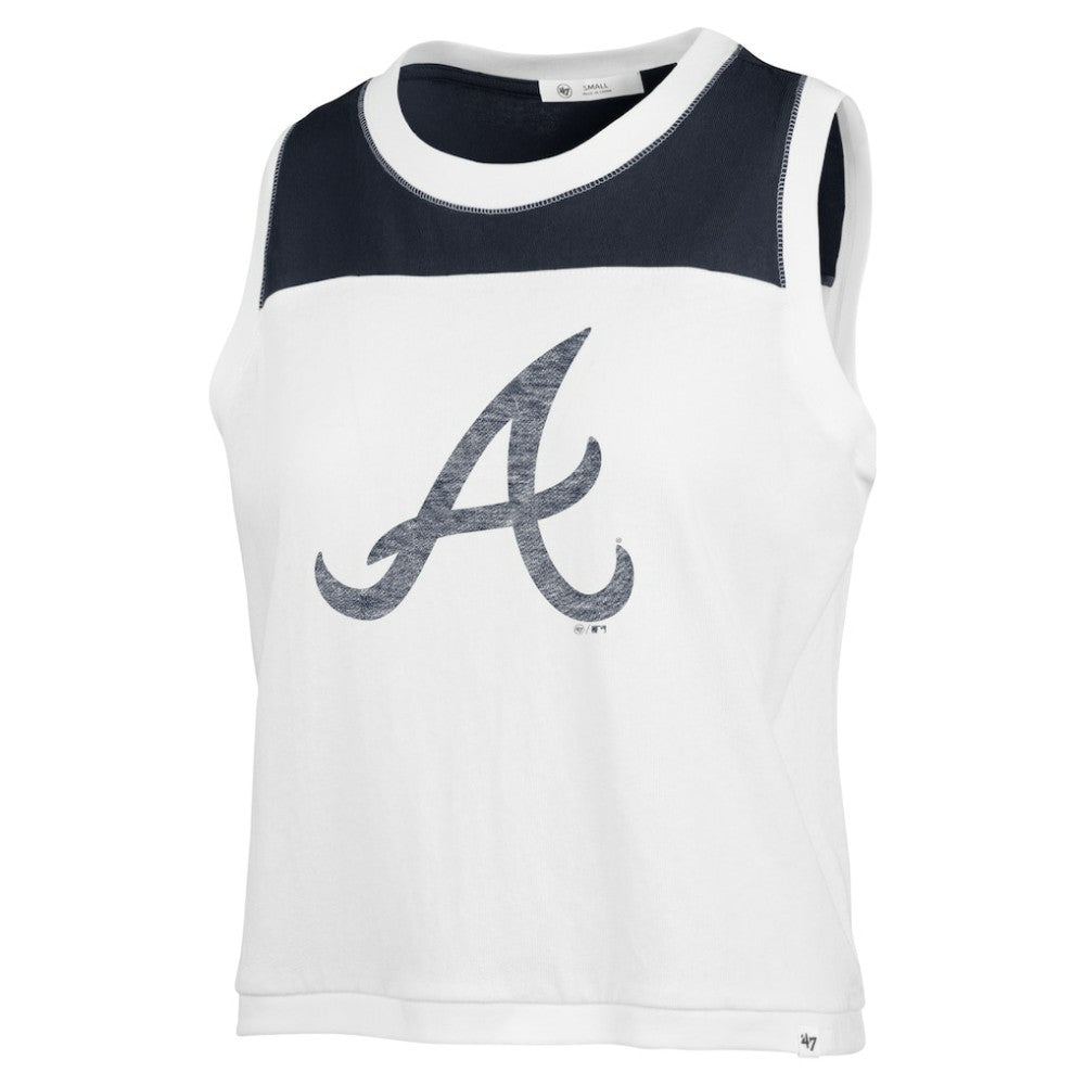 White/Navy Atlanta Braves '47 Women's Plus Size Waist Length Muscle Tank Top