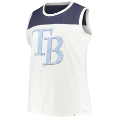 White/Navy Tampa Bay Rays '47 Women's Plus Size Waist Length Muscle Tank Top