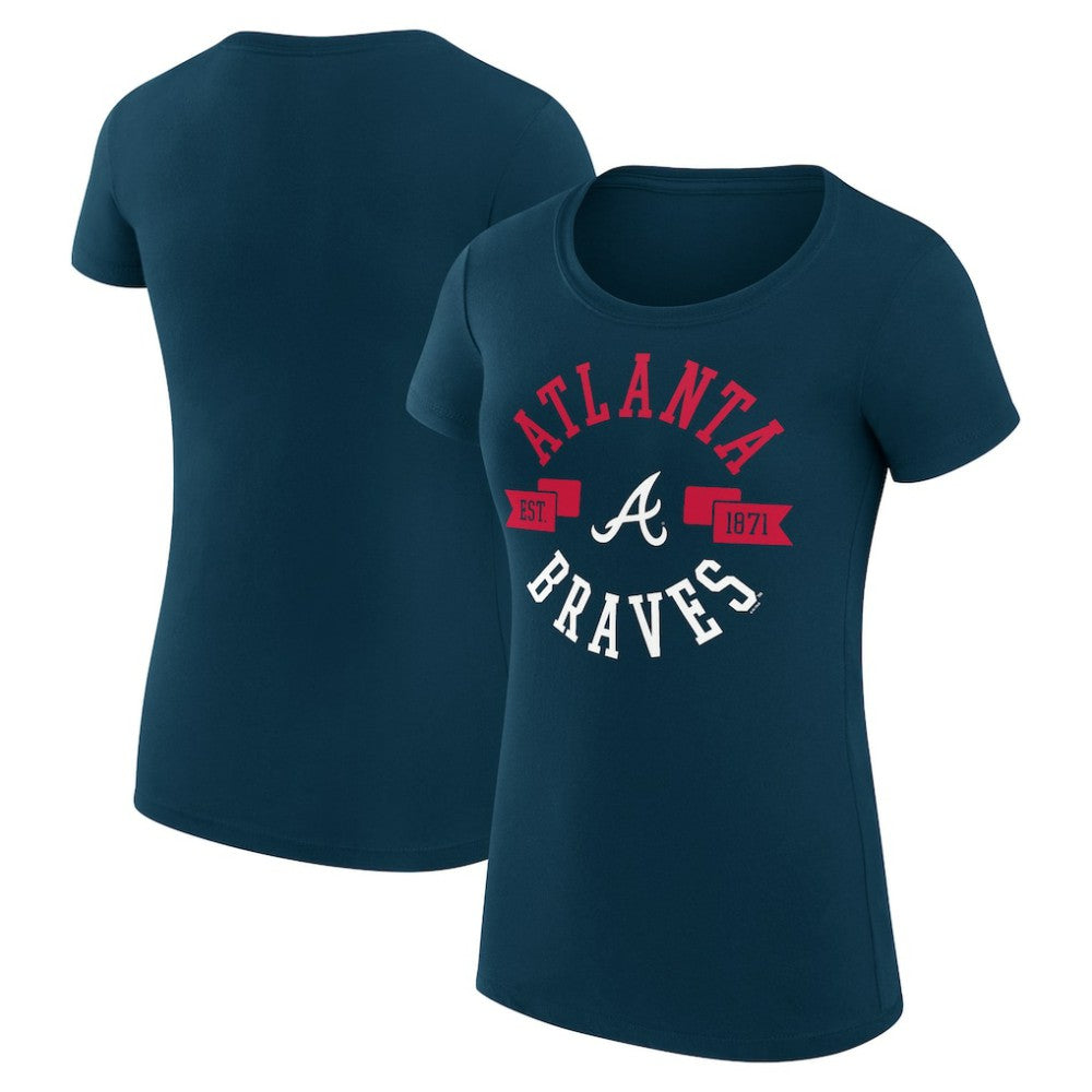 Navy Atlanta Braves G-III 4Her by Carl Banks Women's Super-Slim Fit Lightweight City Graphic T-Shirt