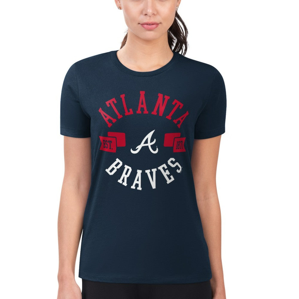 Navy Atlanta Braves G-III 4Her by Carl Banks Women's Super-Slim Fit Lightweight City Graphic T-Shirt