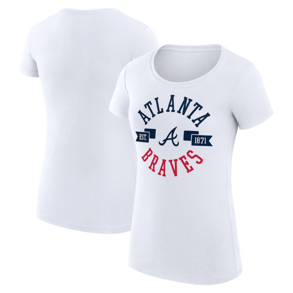 White Atlanta Braves G-III 4Her by Carl Banks Women's Super-Slim Fit Lightweight City Graphic T-Shirt