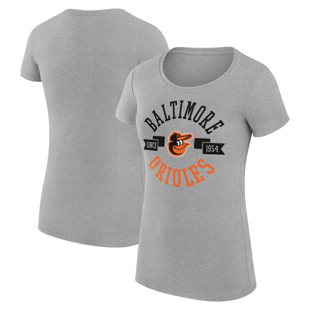 Heather Gray Baltimore Orioles G-III 4Her by Carl Banks Women's Super-Slim Fit Lightweight City Graphic T-Shirt
