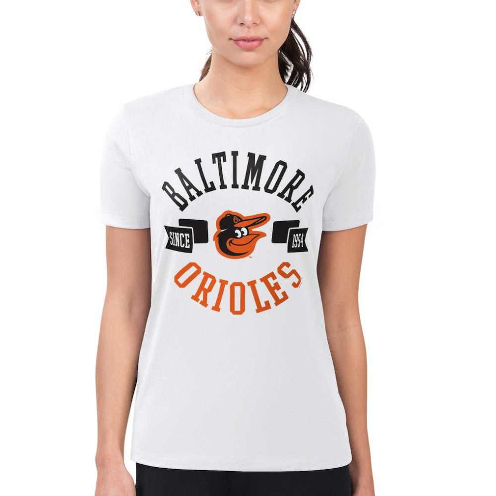 White Baltimore Orioles G-III 4Her by Carl Banks Women's Super-Slim Fit Lightweight City Graphic T-Shirt
