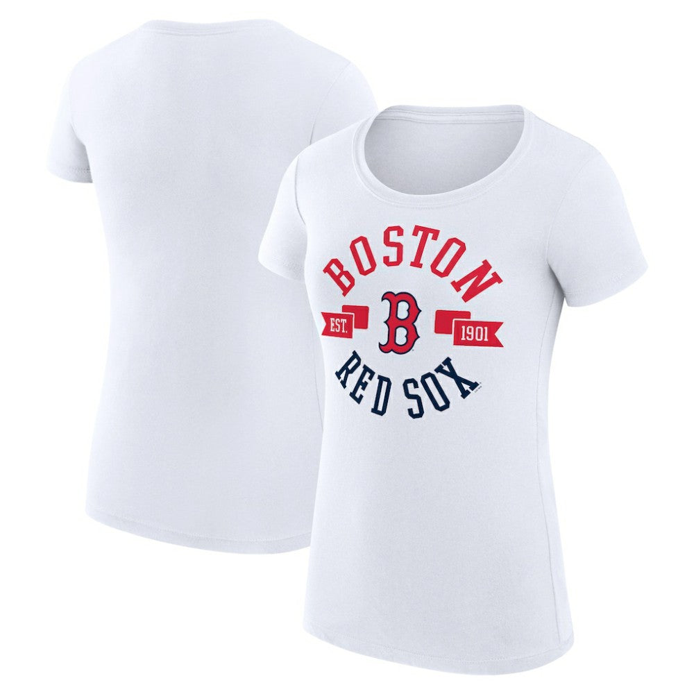 White Boston Red Sox G-III 4Her by Carl Banks Women's Super-Slim Fit Lightweight City Graphic T-Shirt