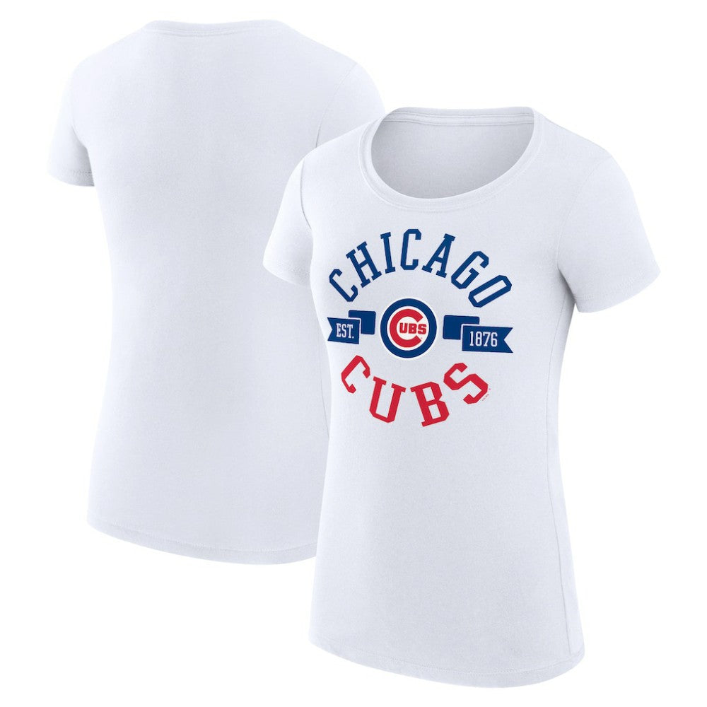White Chicago Cubs G-III 4Her by Carl Banks Women's Super-Slim Fit Lightweight City Graphic T-Shirt