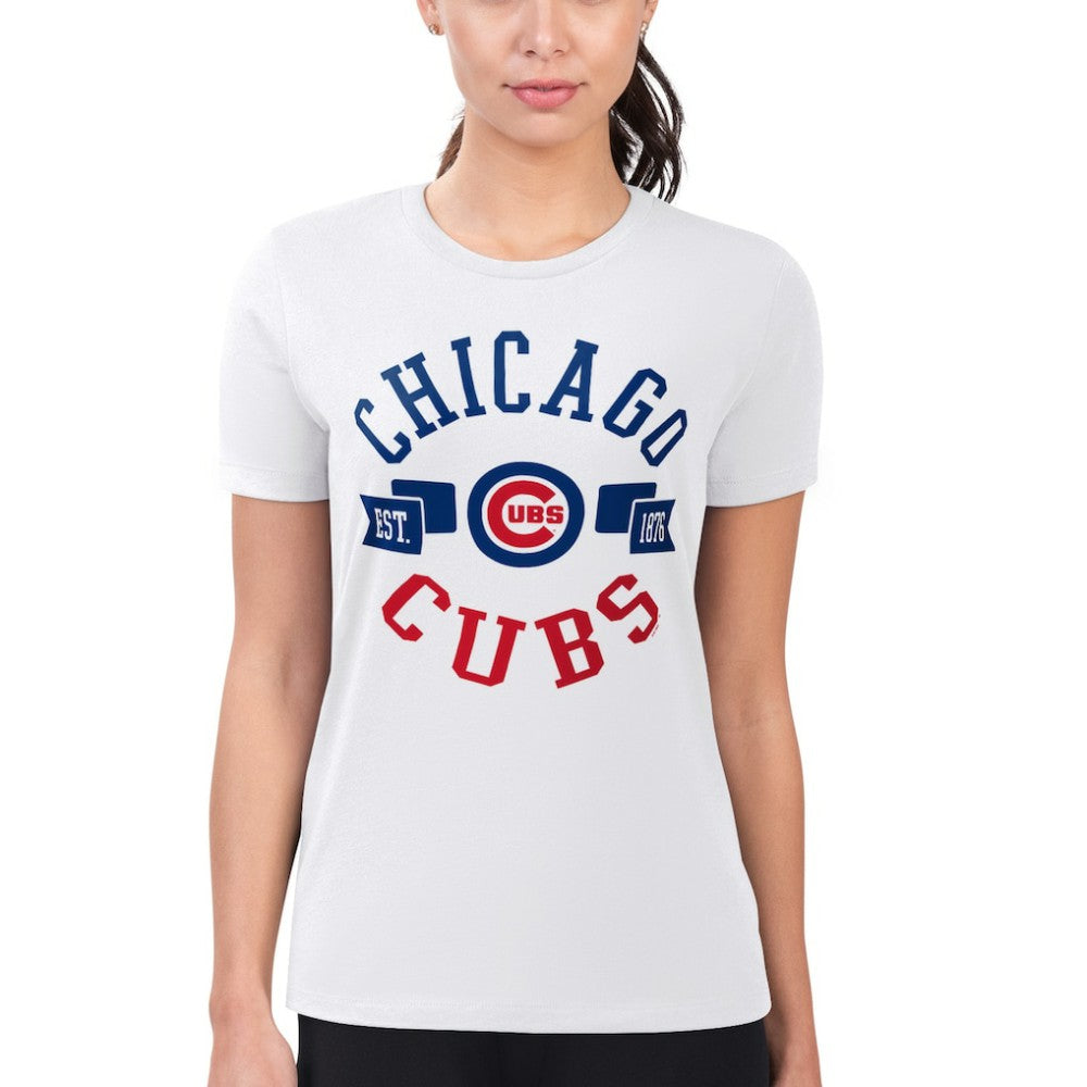 White Chicago Cubs G-III 4Her by Carl Banks Women's Super-Slim Fit Lightweight City Graphic T-Shirt