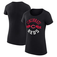 Black Cincinnati Reds G-III 4Her by Carl Banks Women's Super-Slim Fit Lightweight City Graphic T-Shirt