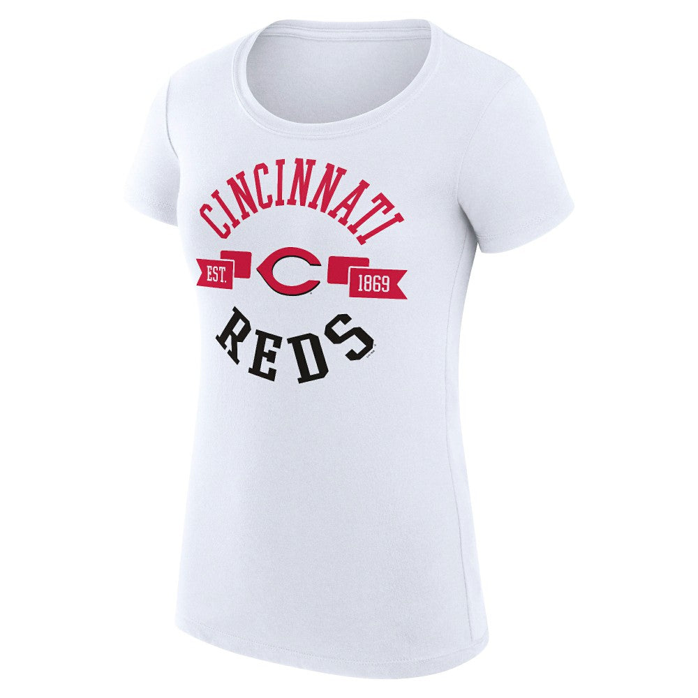 White Cincinnati Reds G-III 4Her by Carl Banks Women's Super-Slim Fit Lightweight City Graphic T-Shirt