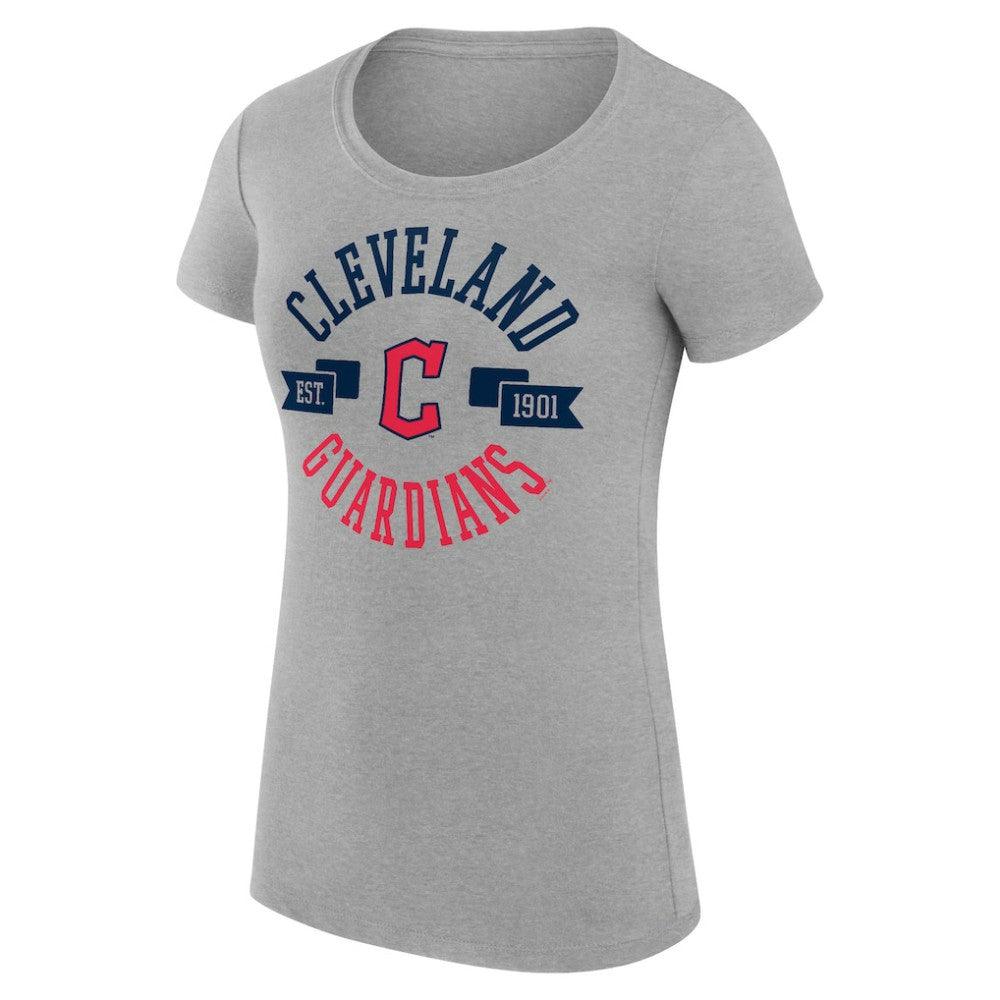 Heather Gray Cleveland Guardians G-III 4Her by Carl Banks Women's Super-Slim Fit Lightweight City Graphic T-Shirt
