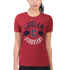 Red Cleveland Guardians G-III 4Her by Carl Banks Women's Super-Slim Fit Lightweight City Graphic T-Shirt