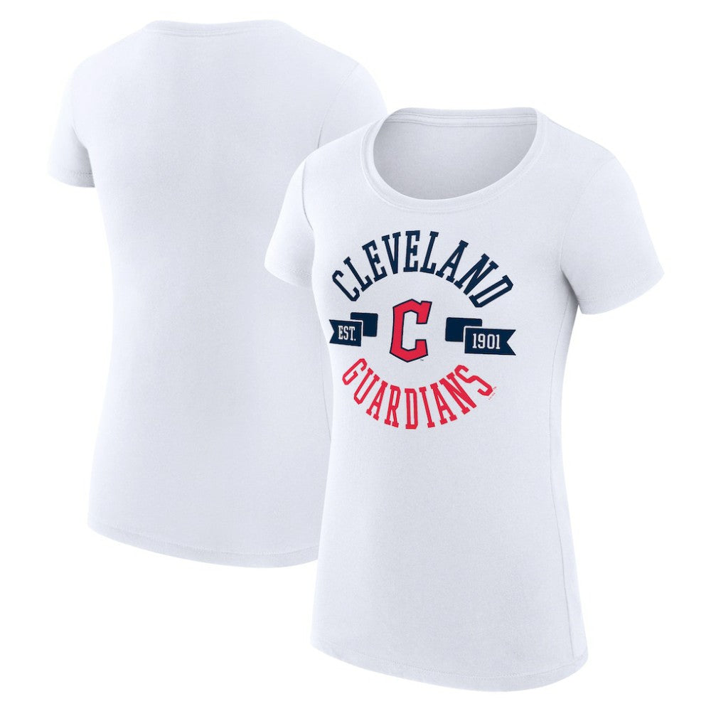 White Cleveland Guardians G-III 4Her by Carl Banks Women's Super-Slim Fit Lightweight City Graphic T-Shirt