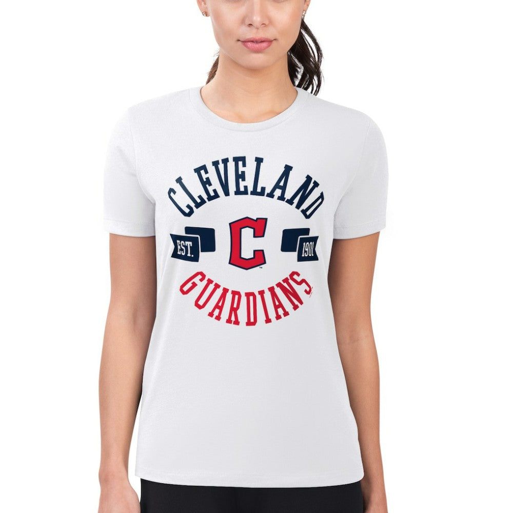 White Cleveland Guardians G-III 4Her by Carl Banks Women's Super-Slim Fit Lightweight City Graphic T-Shirt