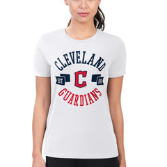 White Cleveland Guardians G-III 4Her by Carl Banks Women's Super-Slim Fit Lightweight City Graphic T-Shirt