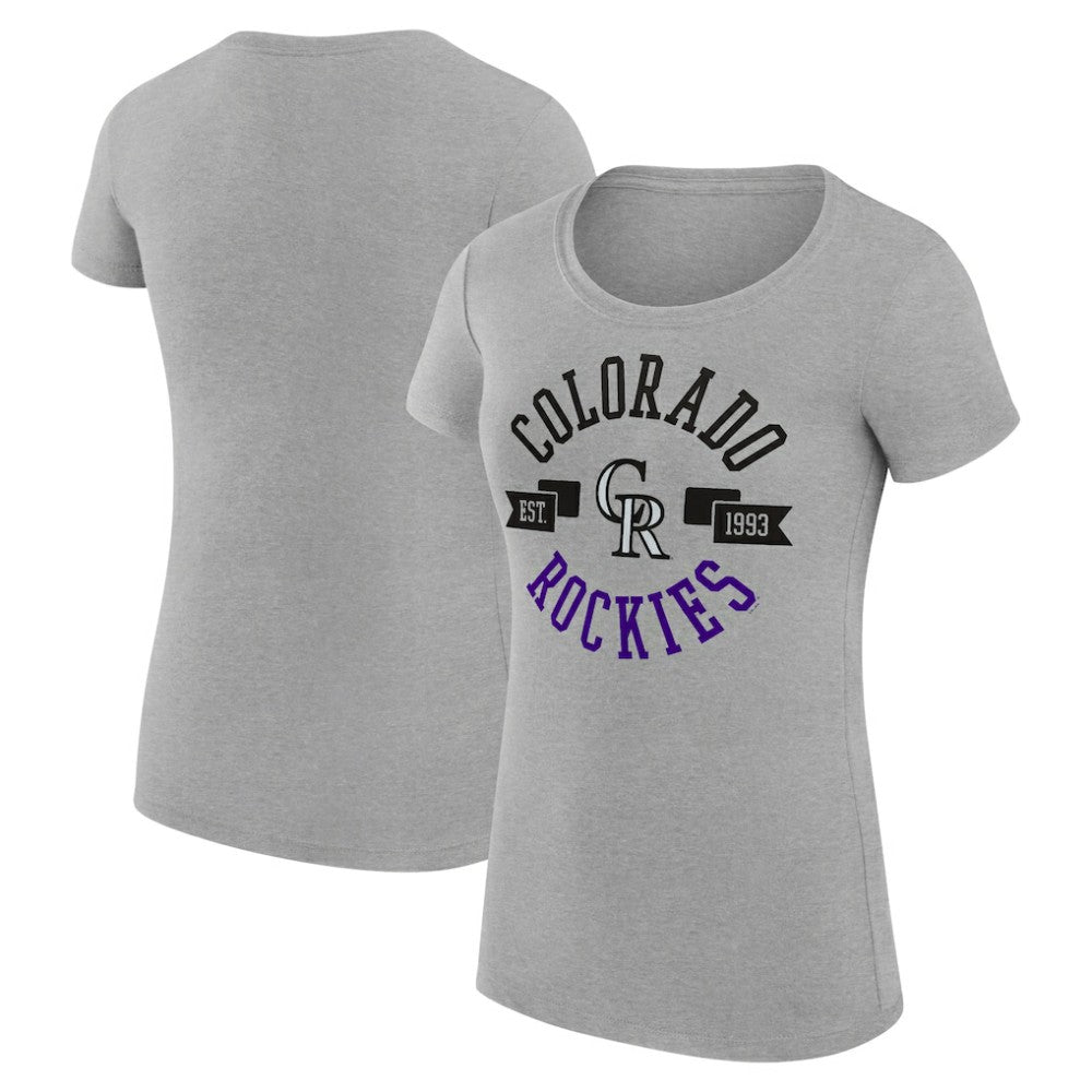 Heather Gray Colorado Rockies G-III 4Her by Carl Banks Women's Super-Slim Fit Lightweight City Graphic T-Shirt