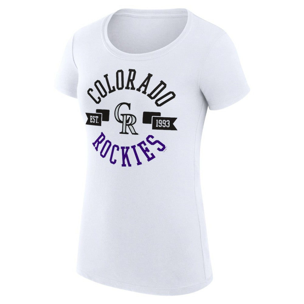 White Colorado Rockies G-III 4Her by Carl Banks Women's Super-Slim Fit Lightweight City Graphic T-Shirt